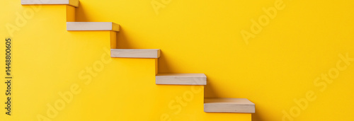 Obraz na płótnie Entrepreneurs climbing golden stairs shaped like upward profit arrows, reflecting success, economic windfall, and profit-driven growth w salonie
