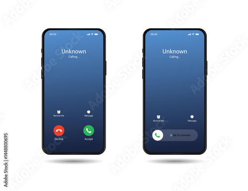 SmartPhone Call Screen Concept UI. Incoming Call Screen Template. Smartphone. Android. Phone. UI. UX.