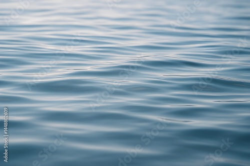 Peaceful water texture with blue waves. Blue water surface with smooth soft ripples. Minimalist water background with smooth waves. Background suitable for a variety of creative and commercial uses.