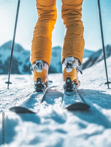 Cross-Country Skiing on Mountain Trail