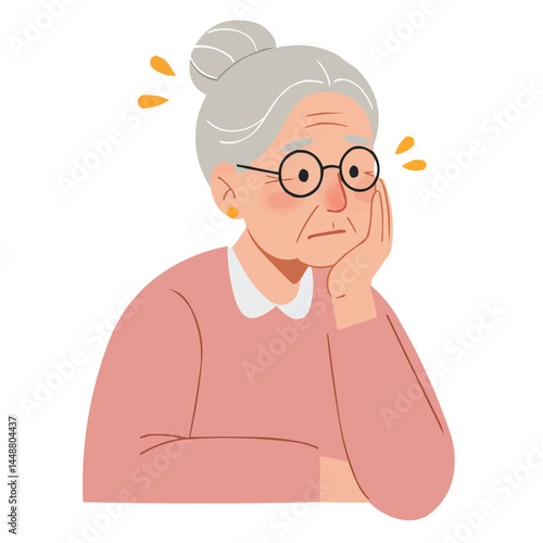 Elderly woman lost in thought - contemplative senior lady with wise gaze lost in memories by window, warm sunlight gently illuminating her wrinkled face.