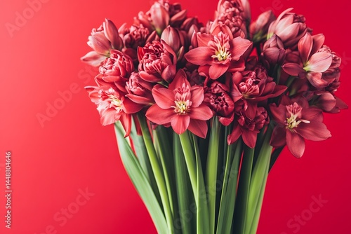Wallpaper Mural Vibrant Red Flower Bouquet Closeup Photography Torontodigital.ca