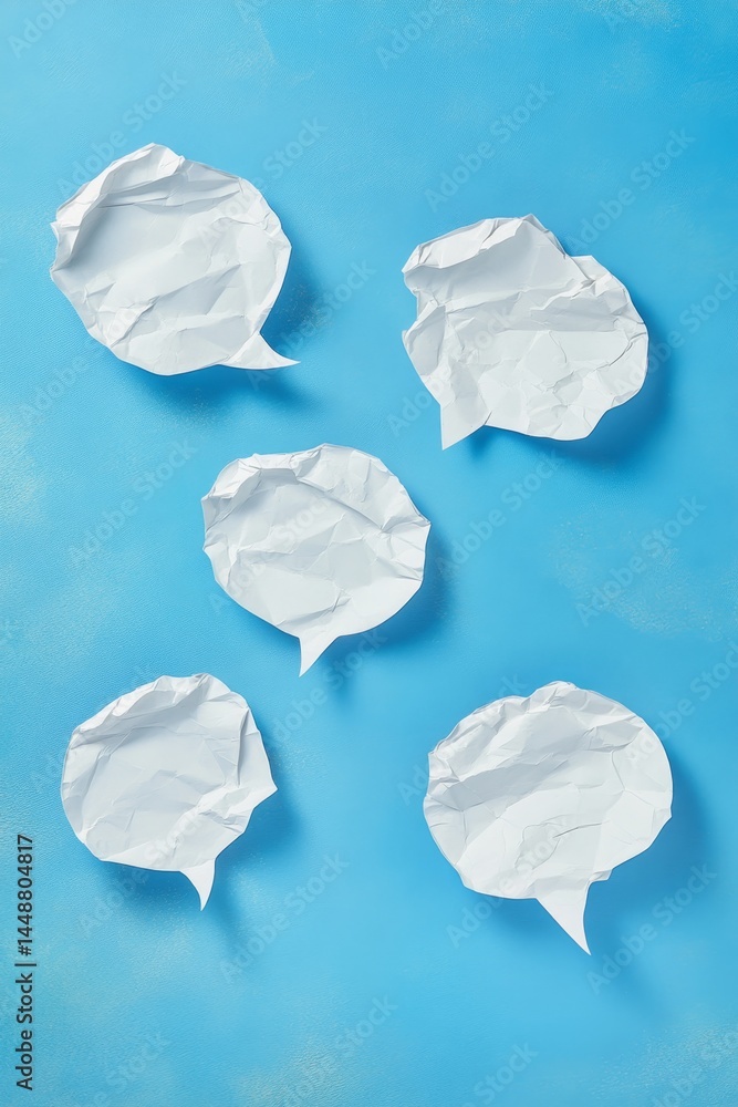 Isolated Voice Speech Bubbles on Blue Background Isolated Voice Speech Bubbles on Blue Background
