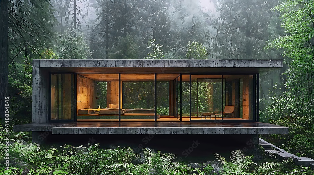 Serene nature escape with modern cabin high resolution picture Serene nature escape with modern cabin high resolution picture