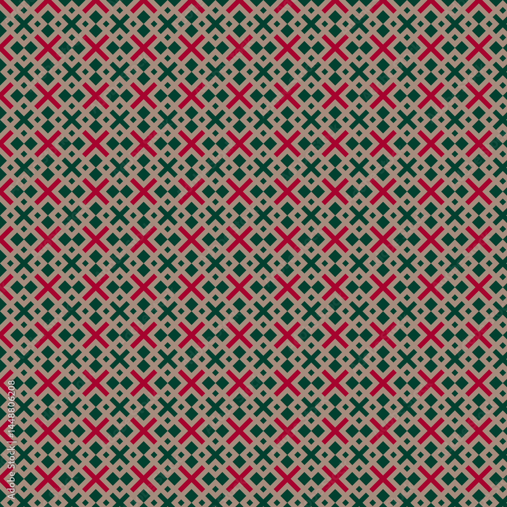 Geometric Cross Pattern in Christmas Colors Geometric Cross Pattern in Christmas Colors