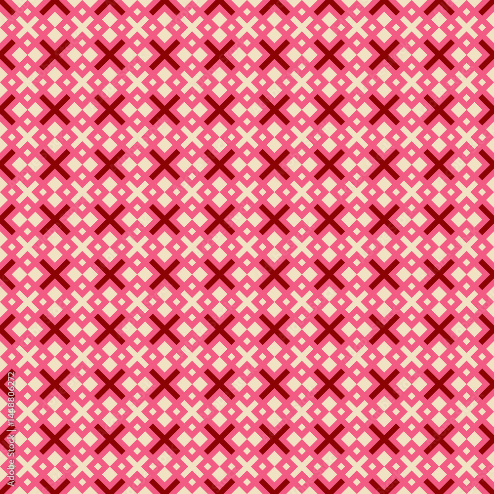 Geometric Cross Pattern in Pink and Red