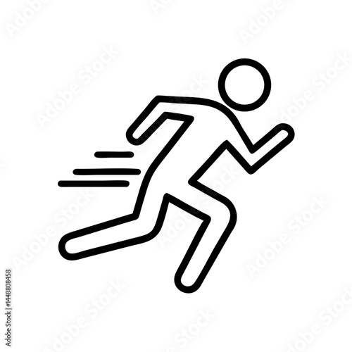 Stick figure running swiftly on a track  