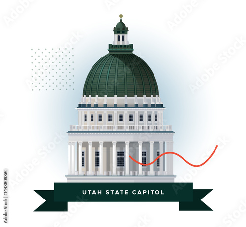 Utah State Capitol - Salt Lake City - Utah - Stock Illustration