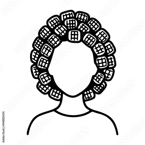 Person with Curly Hair Wearing Rollers - Permed  