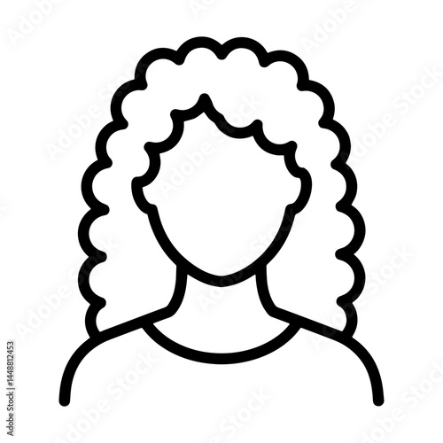 Woman with curly hair outline illustration | Permed style  
