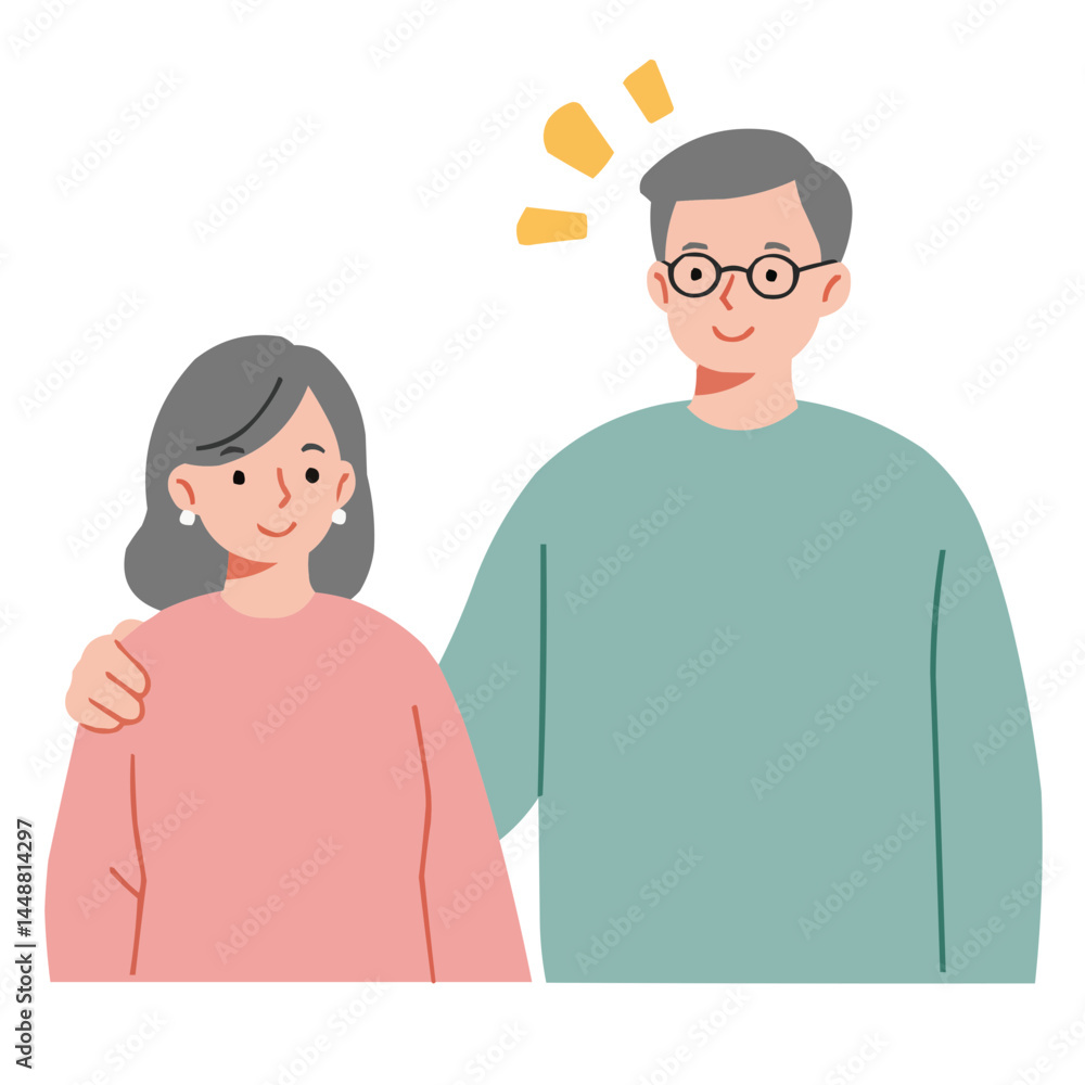 Fototapeta premium Couple posing for photo with smiles and love. Warm embraces and happy eyes convey relationship harmony and joy of shared moments.