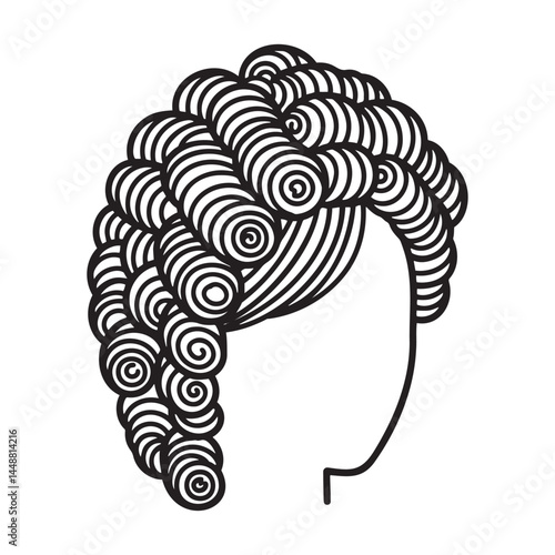 Permed hairstyle illustration with curls on a woman's head  