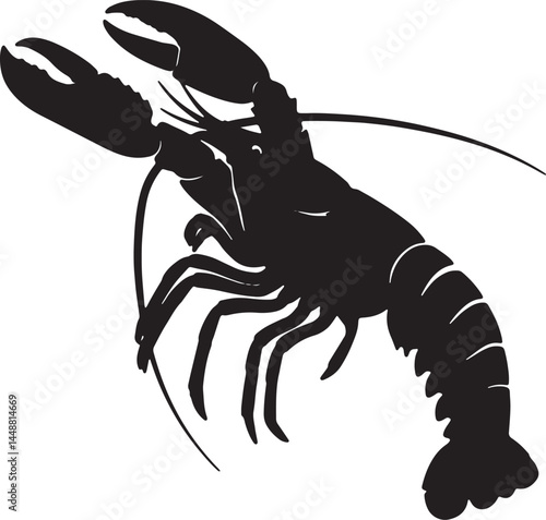Lobster Silhouette Vector: Seafood Icon Design