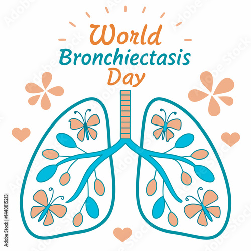World Bronchiectasis Day: An artistic representation highlighting the importance of the World Bronchiectasis Day. A visual depiction of the lungs emphasizes awareness.