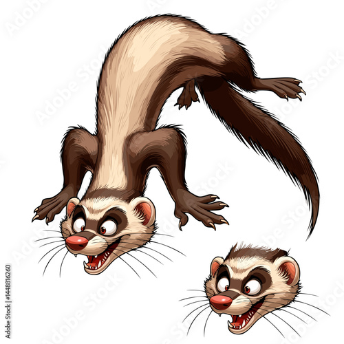 ferret leaping down poseable head