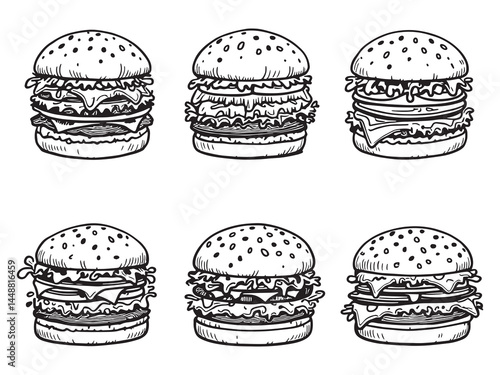 Big Mac vector line art illustration