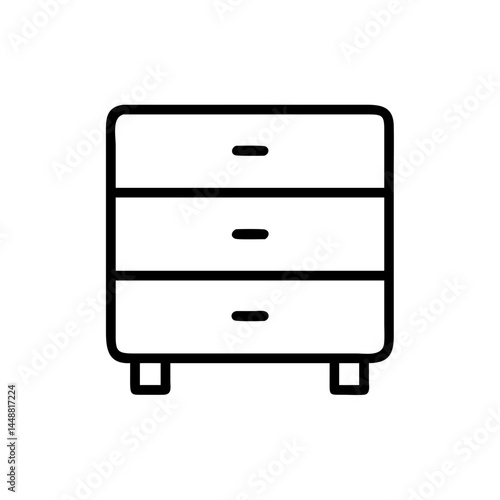Modern Chest of Drawers Outline Illustration, icon, vector  