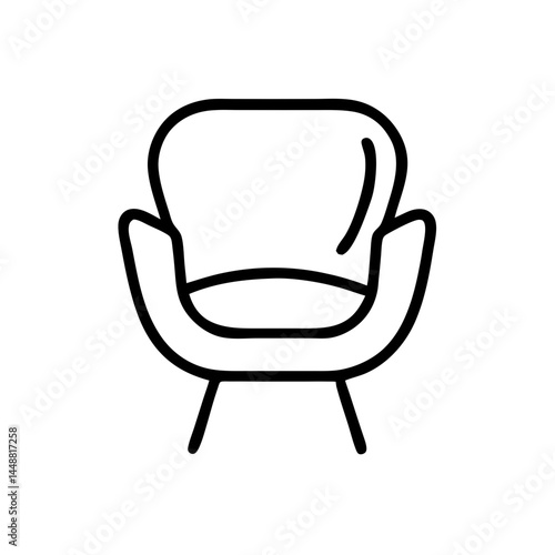 Modern Armchair Outline Design for Minimalistic Interiors, icon, vector  