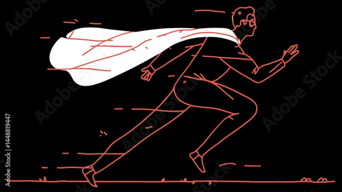 Superhero in action pose, flat design    -  