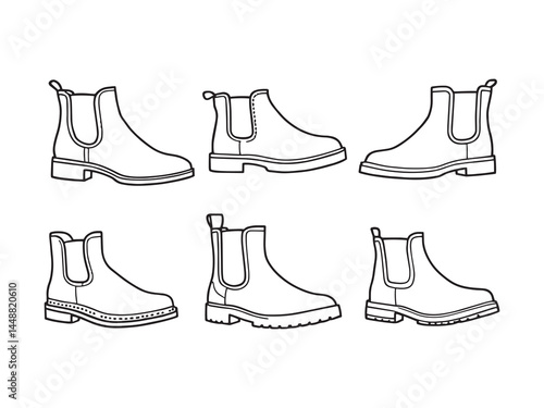 Stylish Chelsea Boots Outline Art