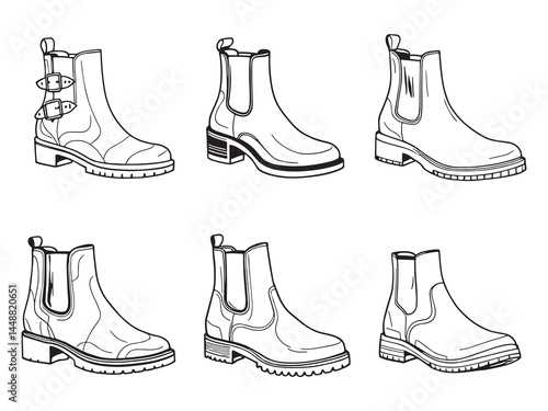 Chelsea Boots Line Art Illustration