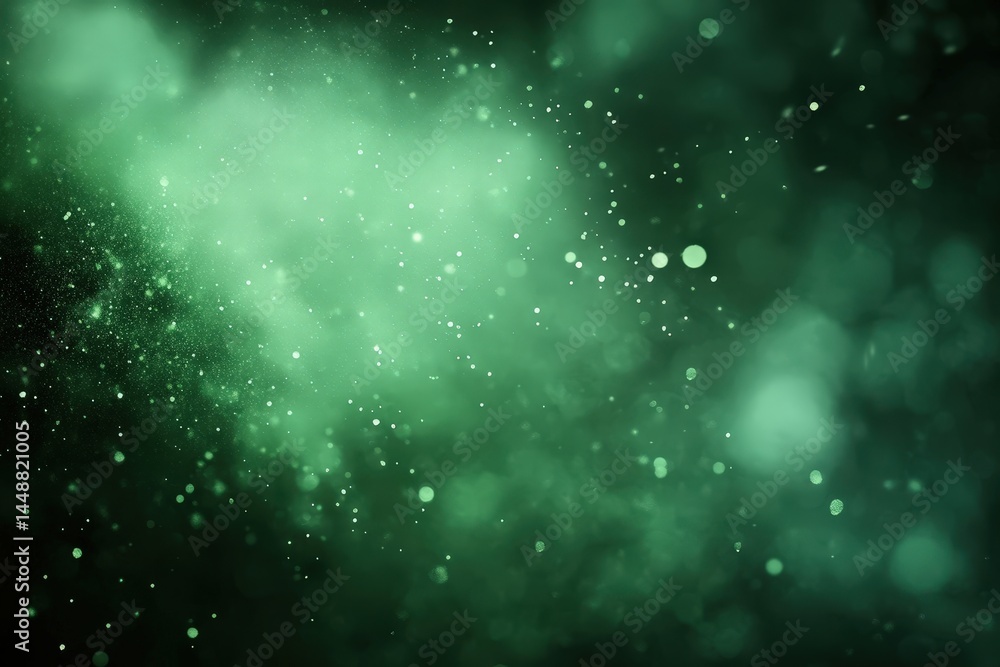 Obraz premium Enchanted Dark Forest with Glowing Green Mist and Floating Light Particles
