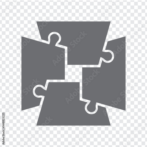 Simple icon polygonal puzzle in gray. Simple icon puzzle of the four elements  on transparent background for your web site design, app, UI. EPS10.