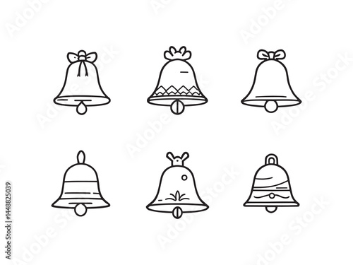 Set of 6 pcs Different type of Ding Dong Clear Vision Simple Line Art on White Background