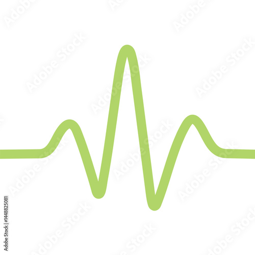Green color line art heart rate icon vector illustration. Green Heartbeat Waveform.