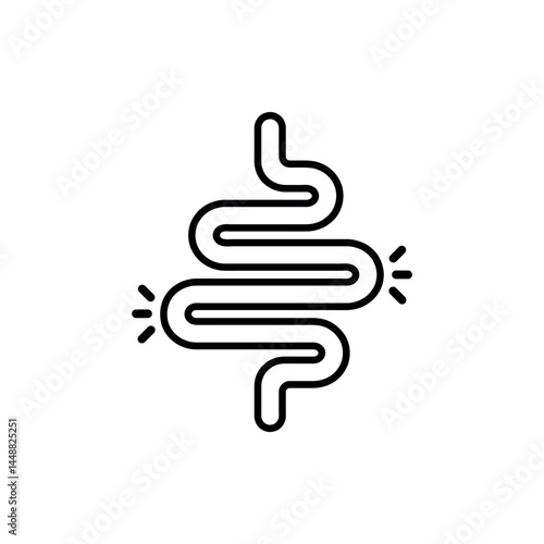 Colitis. healthy bowel, linear icon. Stomach, bloating vector. Gastroenterology for medical design. Health. Vector illustration on white isolated background