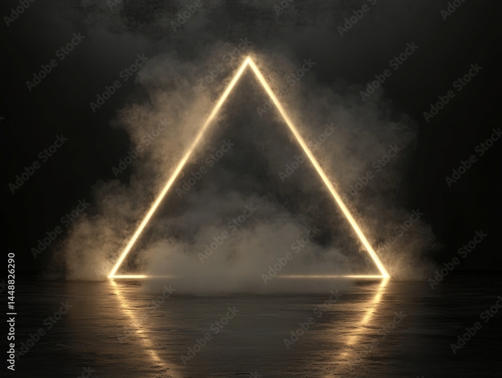 Illuminated Triangular Frame in Smoky Environment Illuminated Triangular Frame in Smoky Environment