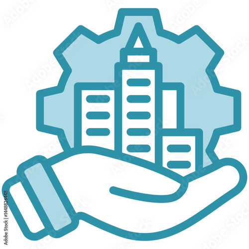 Asset Management mini illustration dual tone color icon, use for trade wars, economy, business, finance, economic competition, UI, UX kit, app and web development, digital or print.