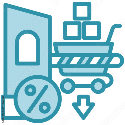 Import Tax mini illustration dual tone color icon, use for trade wars, economy, business, finance, economic competition, UI, UX kit, app and web development, digital or print.