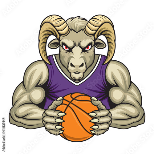 ram basketball mascot vector illustration design