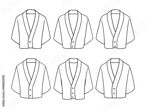 Modern Kimono Jacket Line Art