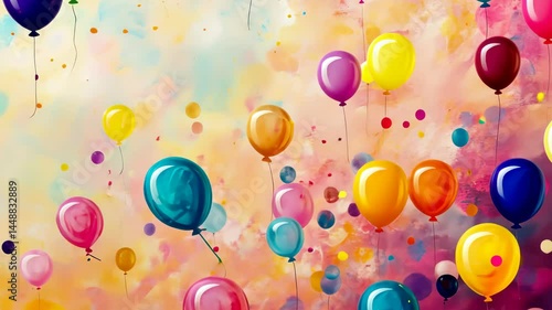 Wallpaper Mural Colorful balloons ascend against a vivid sky in a dynamic burst of celebratory joy Torontodigital.ca