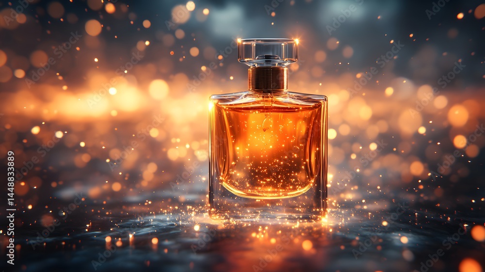 Mockup Mock up Perfume Bottle with Sparkling Light Effect