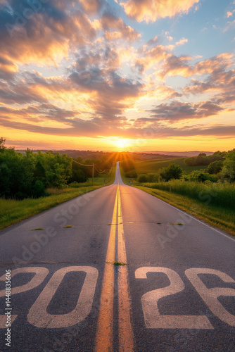Wallpaper Mural Long empty road with sunrise and 2026 marking. New year, new journey and future planning concept. Torontodigital.ca