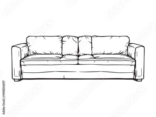 Sectional Sofa Line Art Illustration
