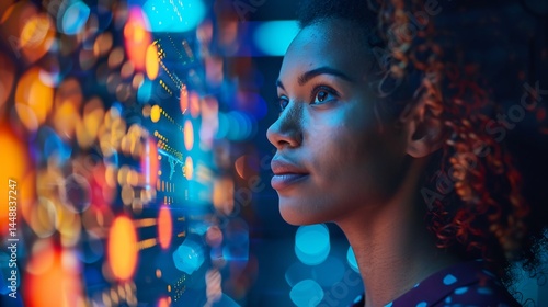 Futuristic digital marketing strategy session focused on leveraging buyer personas to create optimized SEO content and meet their goals