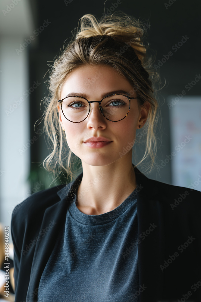 Businesswoman with glasses. Business sector leader. Businesswoman with glasses. Business sector leader.