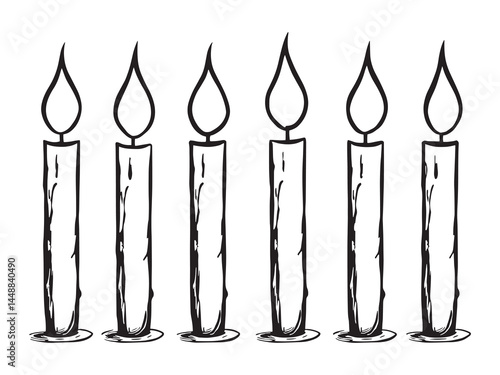 Taper Candle Minimalist Outline Drawing