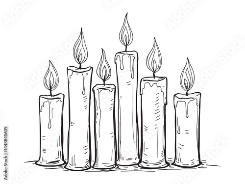 Taper Candle Hand Drawn Vector Art