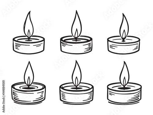Tealight Candle Hand Sketched Design