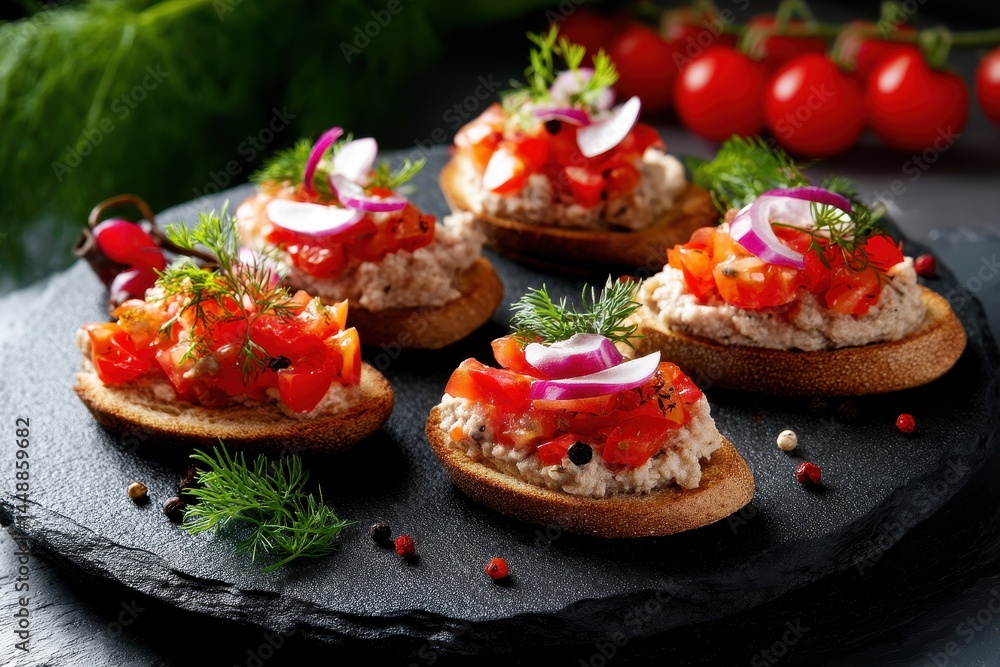Delicious cod liver snacks with tomato Delicious cod liver snacks with tomato