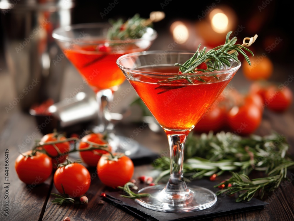 custom made wallpaper toronto digitalTomato martini cocktail in glasses on table, dark background