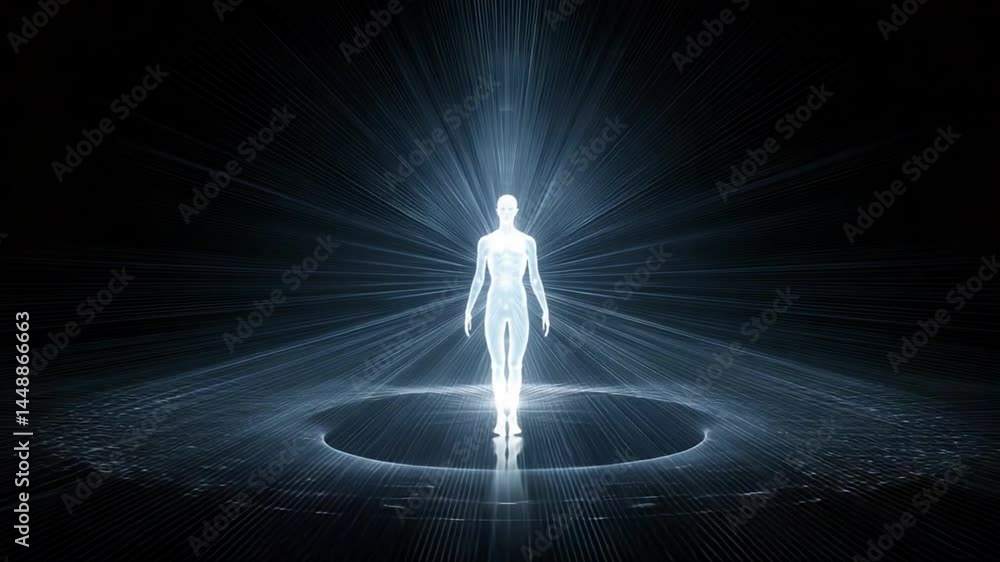 Mystical Human Figure in Radiance: An ethereal, glowing human form ...