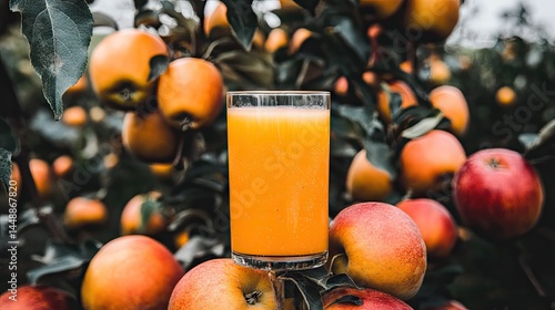 Wallpaper Mural A glass of fresh  juice surrounded by ripe apples. Torontodigital.ca