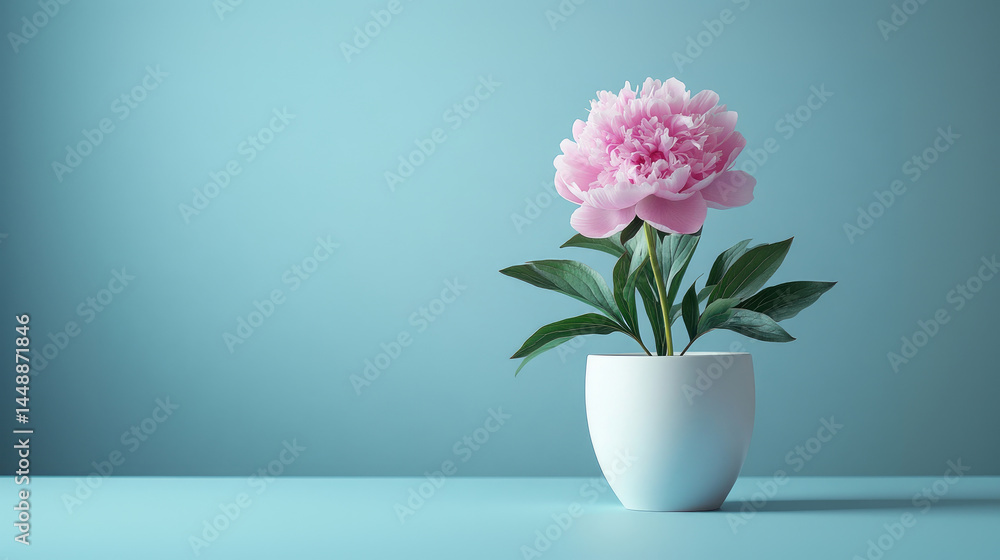 Pink peony in white pot Pink peony in white pot