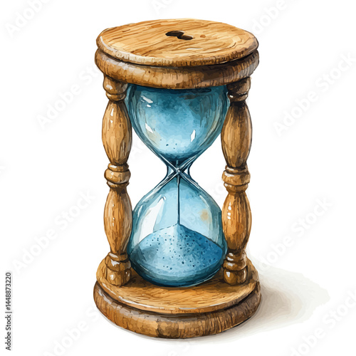 watercolor of Broken Hourglass, vector, isolated on a white background.